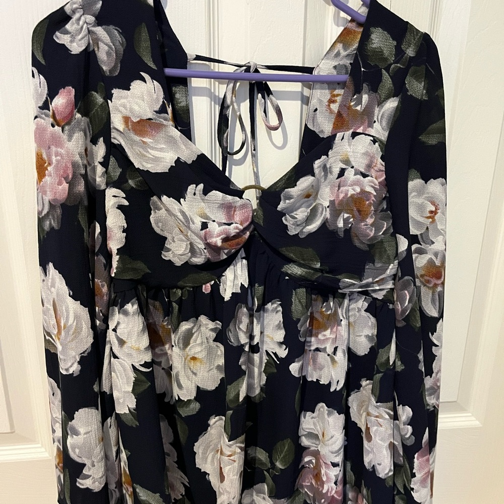 Entro Black Floral Long Sleeve Top